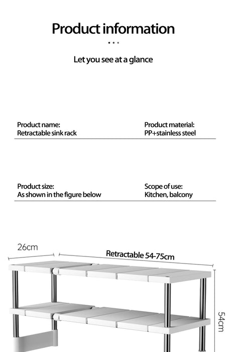 Retractable Under-Sink 2-Layer Cabinet Shelf — Multipurpose Kitchen & Bathroom Organiser