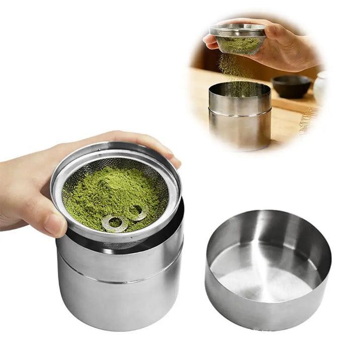 304 Stainless Steel Matcha Jar with 40‑Mesh Sieve — Airtight Tea & Powder Canister
