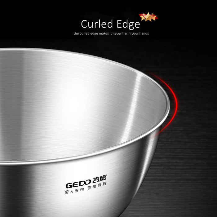 304 Stainless Steel Mixing Bowl (16–30cm) — LFGB Certified with Measuring Scale