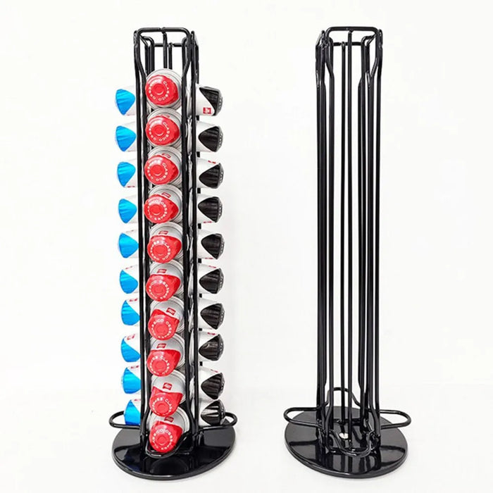 Rotating Metal Coffee Pod Holder — Plated Rack for Nespresso Capsules (Black, Silver, Gold)