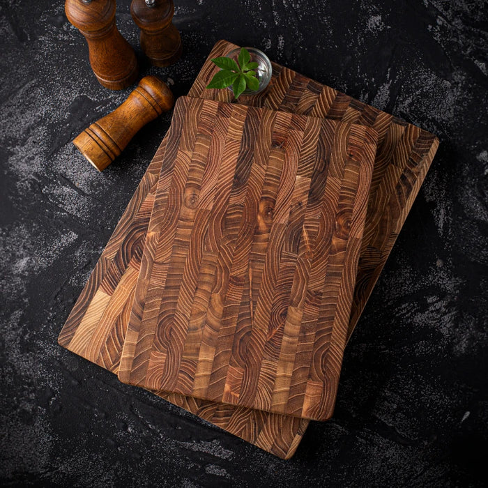 Large Teak Wood Cutting Board — 16.5 x 11.8 in or 13.3 x 9.5 in, 1 in Thick