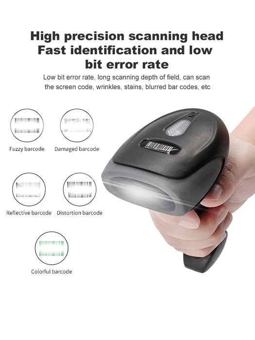 U20 1D/2D Handheld Barcode & QR Scanner — USB · 2.4G Wi‑Fi · Bluetooth