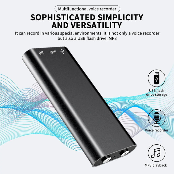Ultra-slim Mini Voice Recorder — 4/8/16/32GB, One-button WAV/MP3 Player