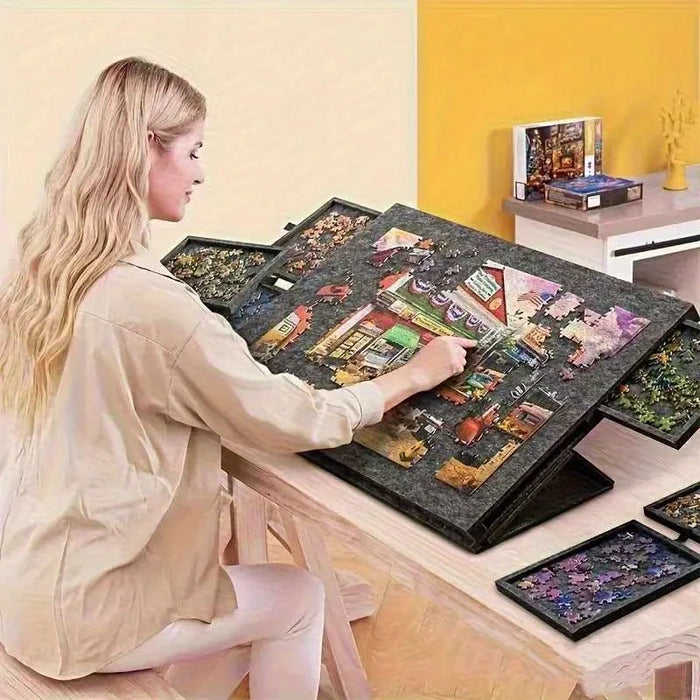 6-in-1 Tiltable Puzzle Desk with 6 Drawers — Holds 1,000 Pieces, Decorative Storage