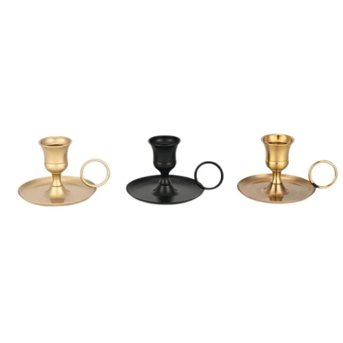 Retro Metal Candle Holder with Handle — European-Style Centrepiece for Dining Table, Weddings & Festive Décor