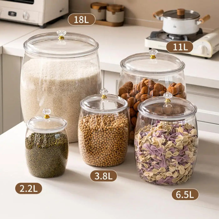 Multi‑functional Lidded Storage Jar — 2.2L to 18L Clear Acrylic