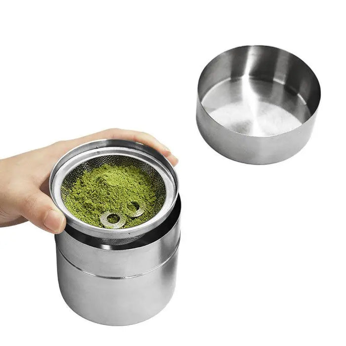304 Stainless Steel Matcha Jar with 40‑Mesh Sieve — Airtight Tea & Powder Canister