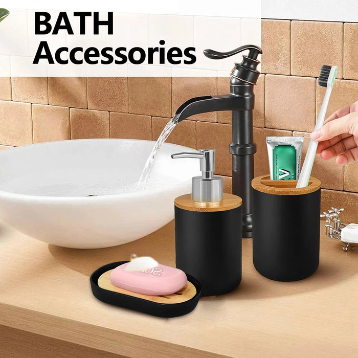 Bathroom Set – Soap Dispenser, Toothbrush Holder & Soap Box (Plastic)