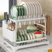 Stainless Steel 2-Tier Dish Rack — Fast-Drying & Stain-Free, Heavy-Duty Carbon Steel Frame