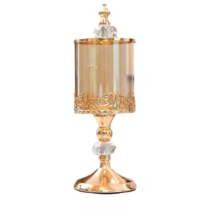 Light Luxury Crystal Glass Storage Jar with Lid — European & American Style