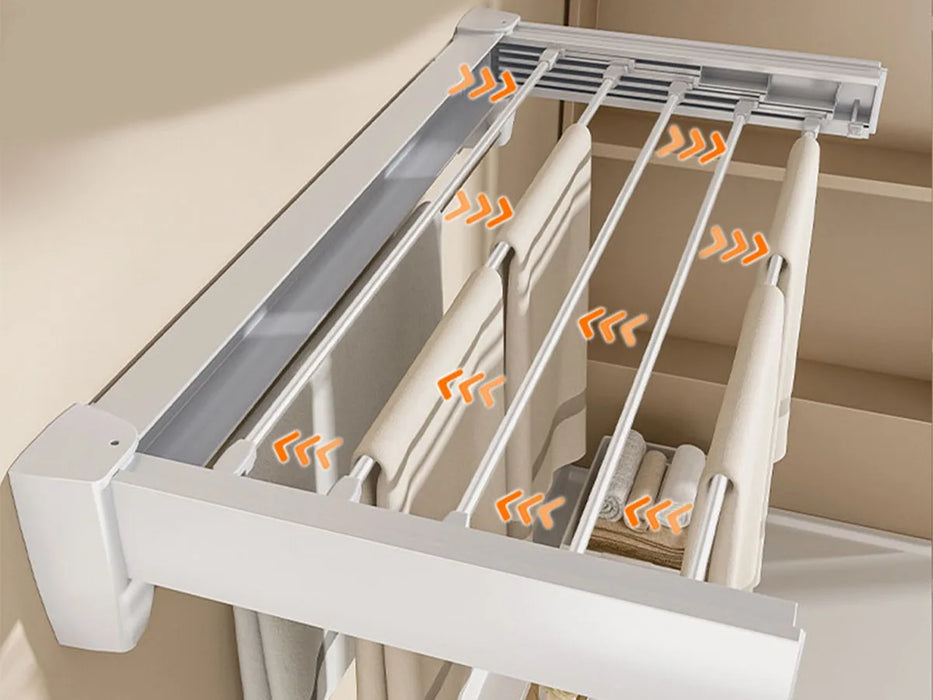 Folding Telescopic Wall-Mounted Towel & Clothes Rack — PVC, Extendable (White/Silver)