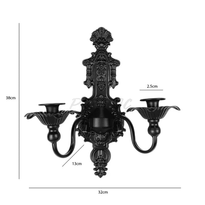 Vintage Black Wall-Mounted Iron Candlestick Holder