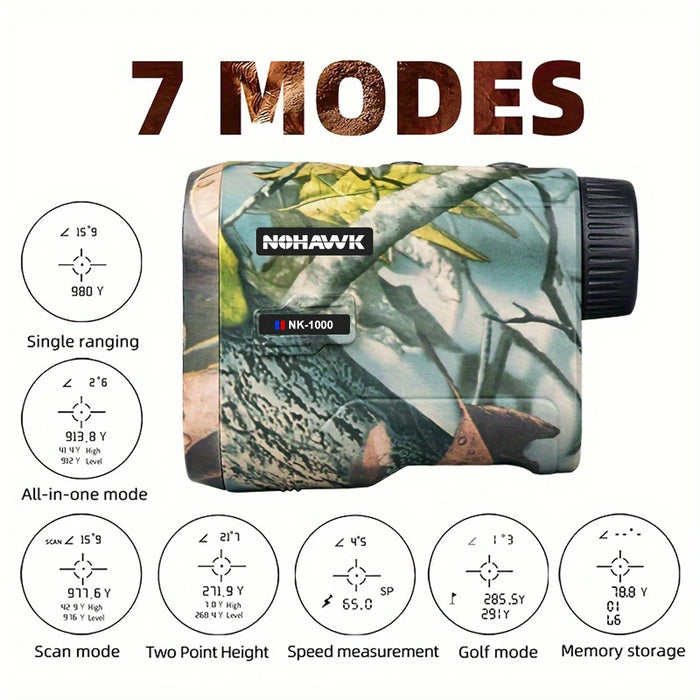 Hunt Rangefinder Camo — 6× Magnification, 5–600m or 5–1000m, USB‑C Rechargeable