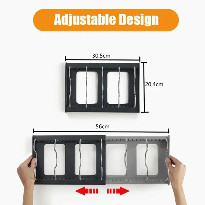 Expandable Stainless Steel Pot & Pan Rack — 7-Divider Cookware Organiser