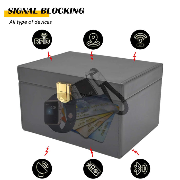 Faraday Box for Car Keys — Signal-Blocking Key Safe (Black, 9×17×12cm)