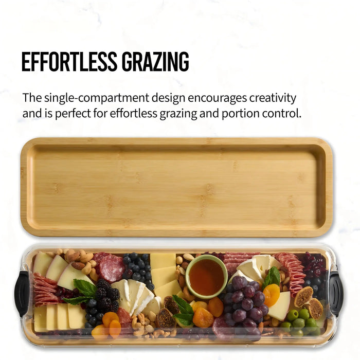 Portable Bamboo Charcuterie Board with Lockable Clear Lid