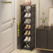 7-Grid Shoe Rack — Metal Tube Frame with Fabric Shelves, Floor Installation, Black or White