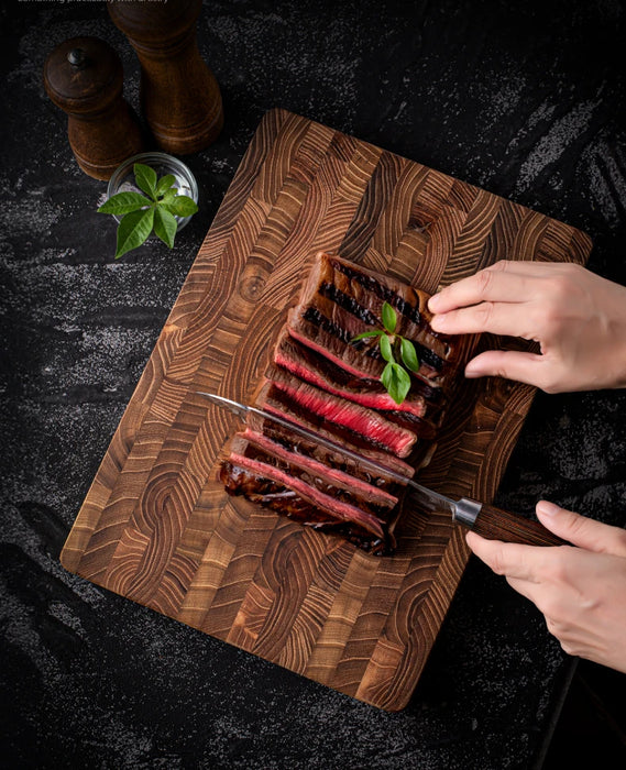 Large Teak Wood Cutting Board — 16.5 x 11.8 in or 13.3 x 9.5 in, 1 in Thick