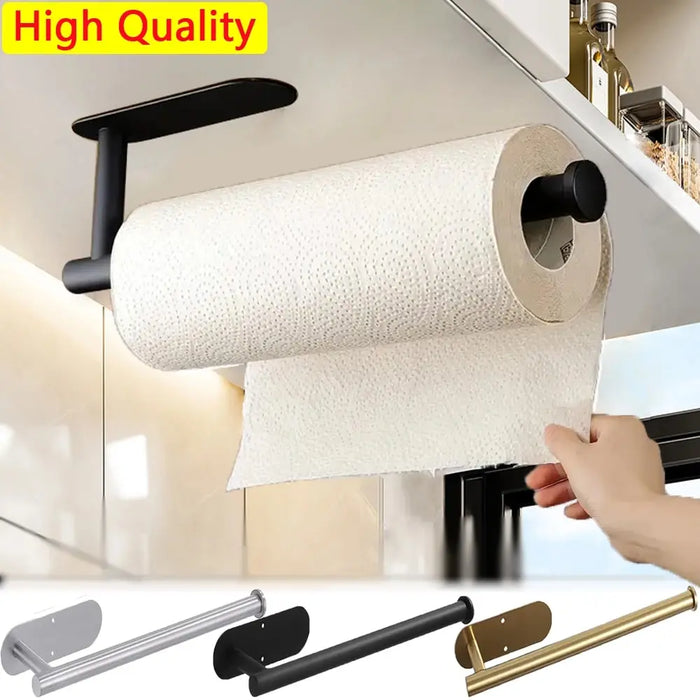 Stainless Steel Paper Towel Holder – Adhesive or Screw-Fix Wall & Cabinet Mount