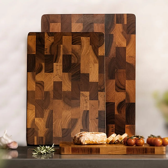 Large Wooden Chopping Board – Camellia Wood, Heavy‑Duty Grain (28 x 18 cm)