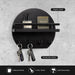 Wall-mounted round wooden key rack with shelf and 8 hooks — apartment wall décor