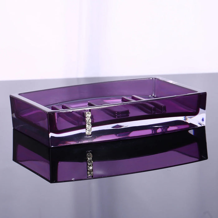 5‑Piece Purple Acrylic Bathroom Set — Emulsion Bottle, Toothbrush Holder, Soap Dish & 2 Cups