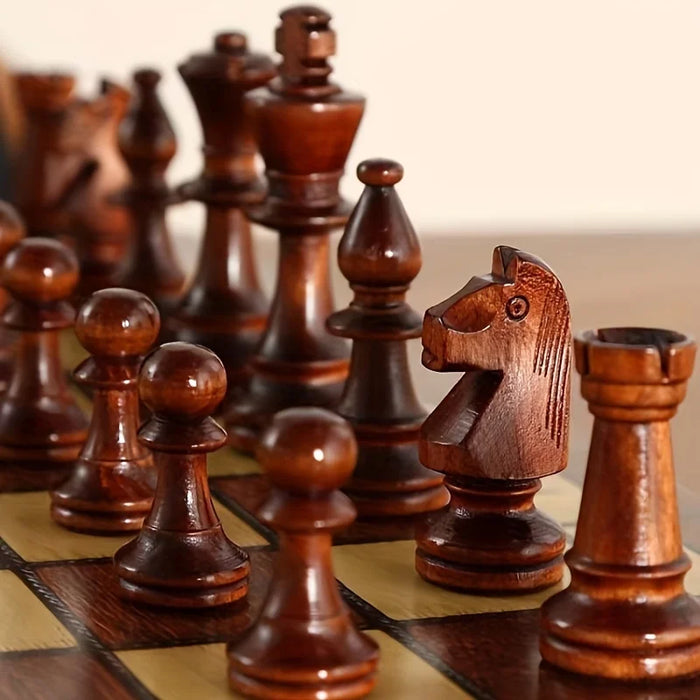 44cm (17.3in) Wooden Folding Chess Set with Felt Board