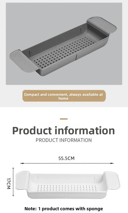 Extendable Bathtub Tray – Single‑Tier Corner Bathroom Shelf (Plastic)