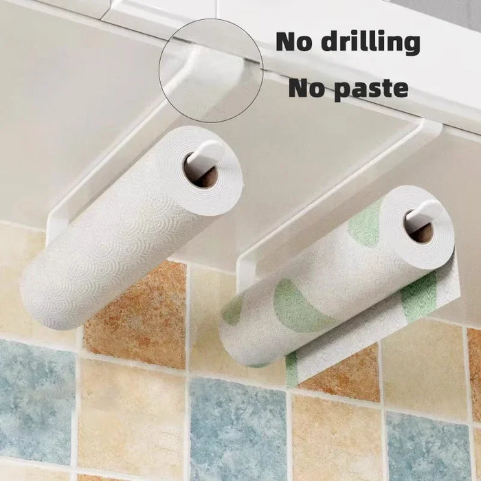 No-drill Cabinet Hanger Paper Towel & Toilet Roll Holder – Iron Wall/Cabinet Storage
