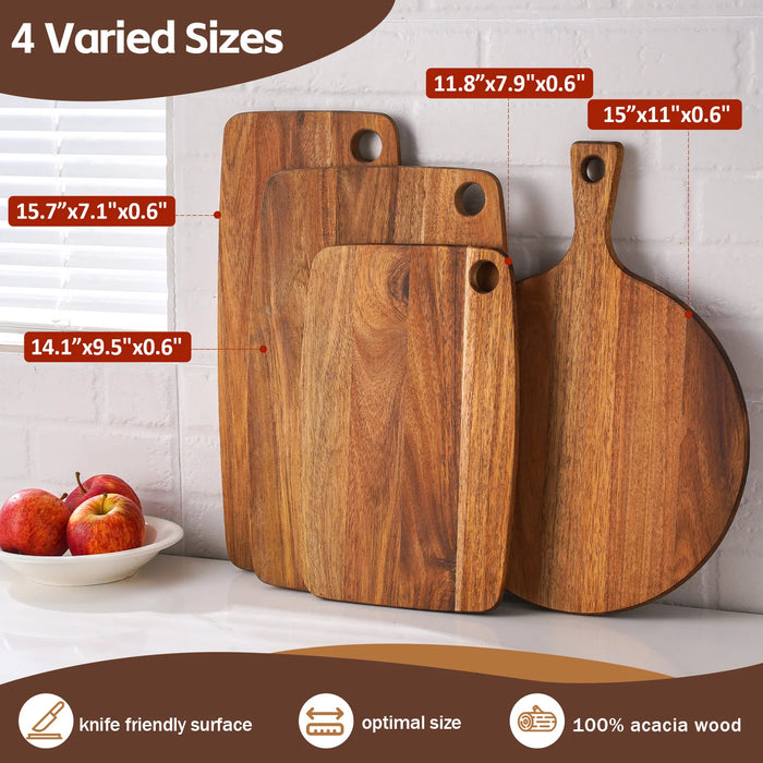 Acacia Wood Chopping & Charcuterie Board — Decorative Wooden Serving Board
