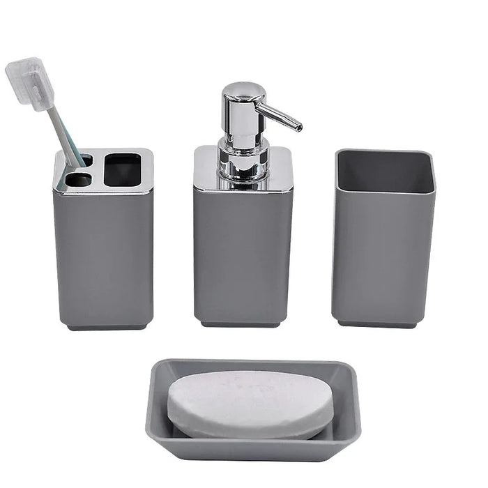 8‑Piece Bathroom Organiser Set — Soap Dispenser, Brush, Trash Can & Cup