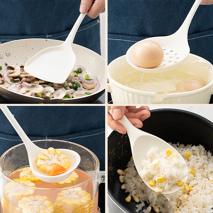 4-piece Silicone Kitchen Utensil Set — Pot Shovel, Slotted Spoon, Soup Spoon & Ladle