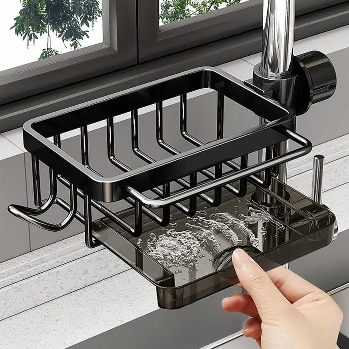 3-in-1 Kitchen Tap Organiser - Sponge & Brush Caddy with Drain Tray