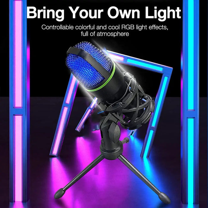 USB Condenser Microphone for PC & Laptop — Wired Streaming, Podcasting & Gaming (RGB option)