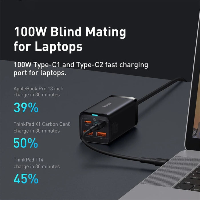 Baseus GaN3 100W/65W 4‑Port Desktop Charger — USB‑C & USB‑A, PD & Quick Charge