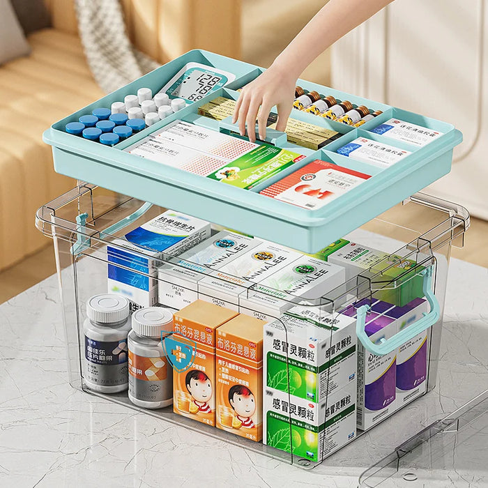 Transparent Medical Storage Box — Foldable, Large-Capacity Medicine Cabinet