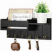 Rustic Wooden Wall Key Holder with Shelf — 6 Hooks & Mail Organiser