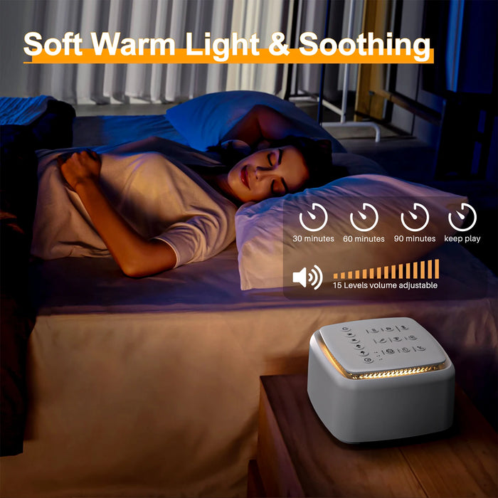 White Noise Machine — 30 Soothing Sounds, Warm Light, 30‑Hour Battery