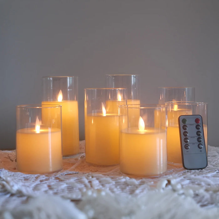 3-piece USB Rechargeable LED Pillar Candles with Remote & Timer