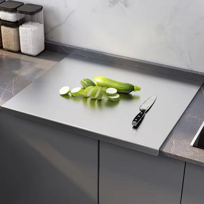 L-shaped Stainless Steel Double-Sided Chopping Board — Large Cutting & Kneading Panel
