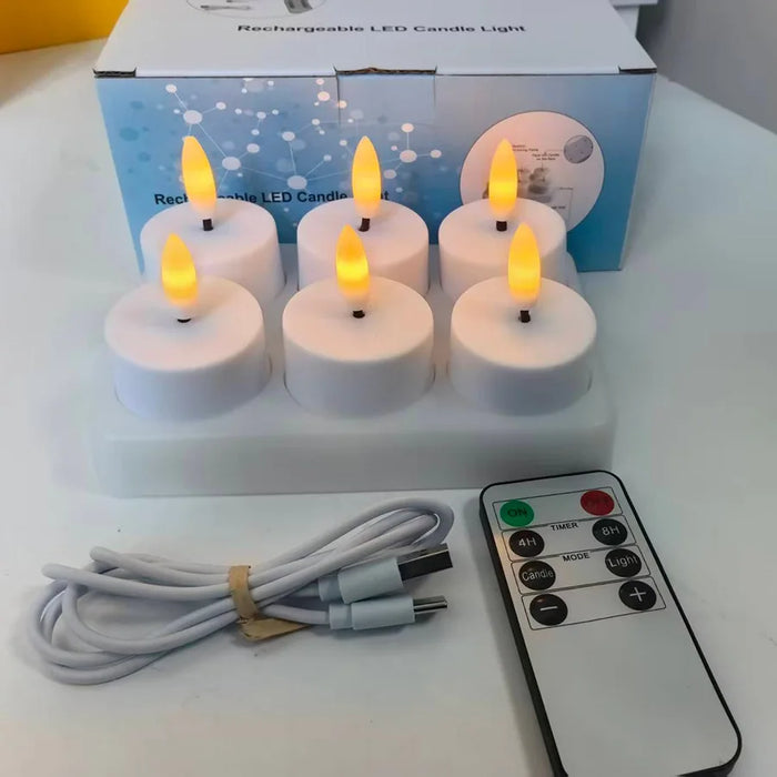Rechargeable Flameless LED Tea Lights with Remote & Timer — 3D Flicker