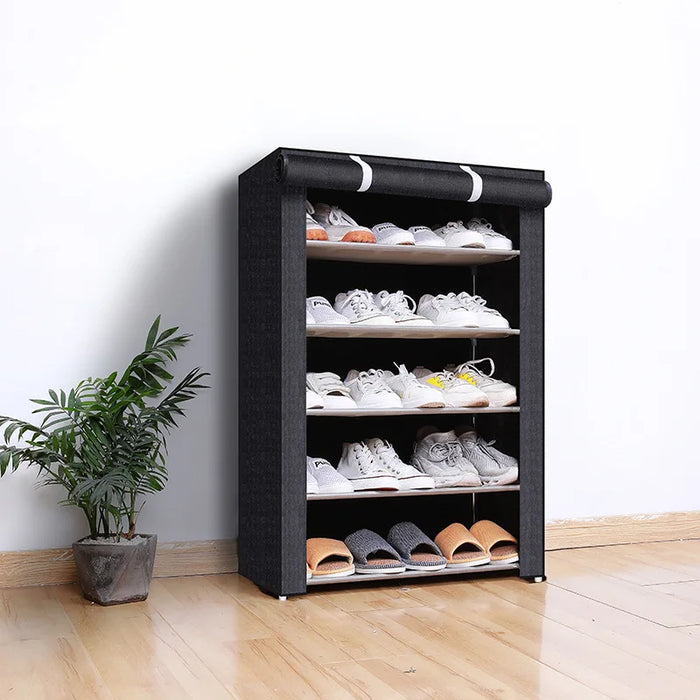 6/8/10-Layer Dustproof Shoe Cabinet Organiser — Non-woven, Space-saving