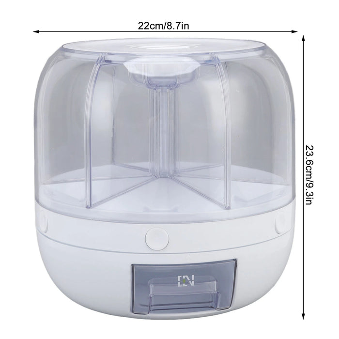6-Compartment Rotating Grain Dispenser — Sealed, Insect-Proof Kitchen Storage