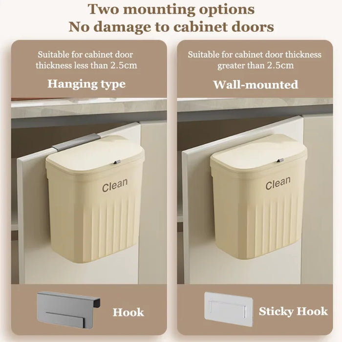 Hanging Bin for Cabinet Door – 8.5 L or 12 L, Wall‑Mounted with Lid