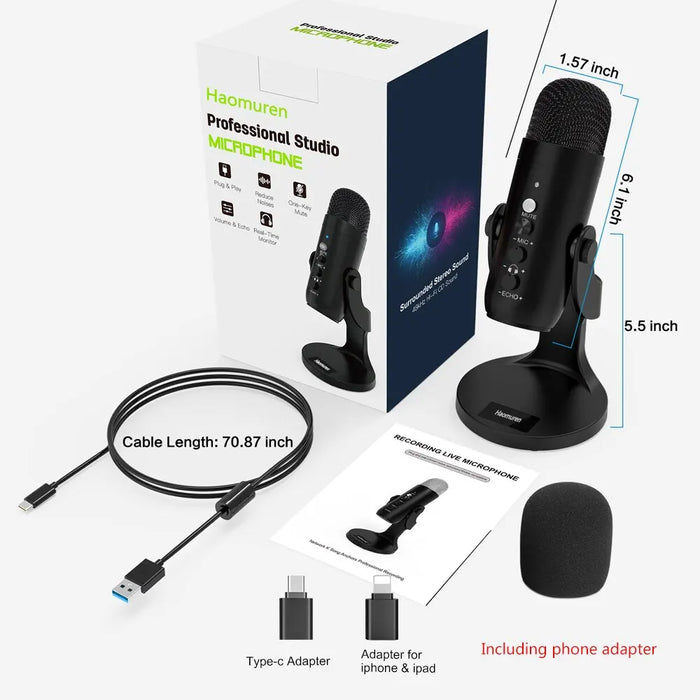 USB Condenser Microphone for PC, Mac, Gaming, Streaming and Podcasting