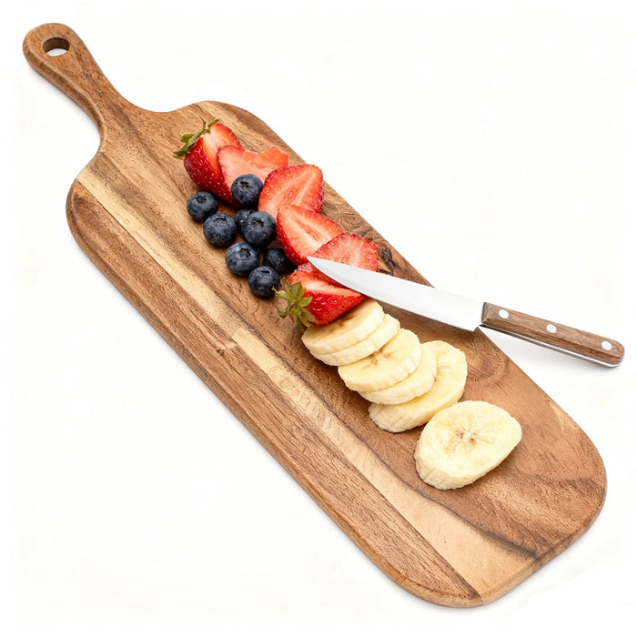 Acacia Wooden Cutting Board with Handle — Chopping & Serving Board (about 38cm & 41cm)