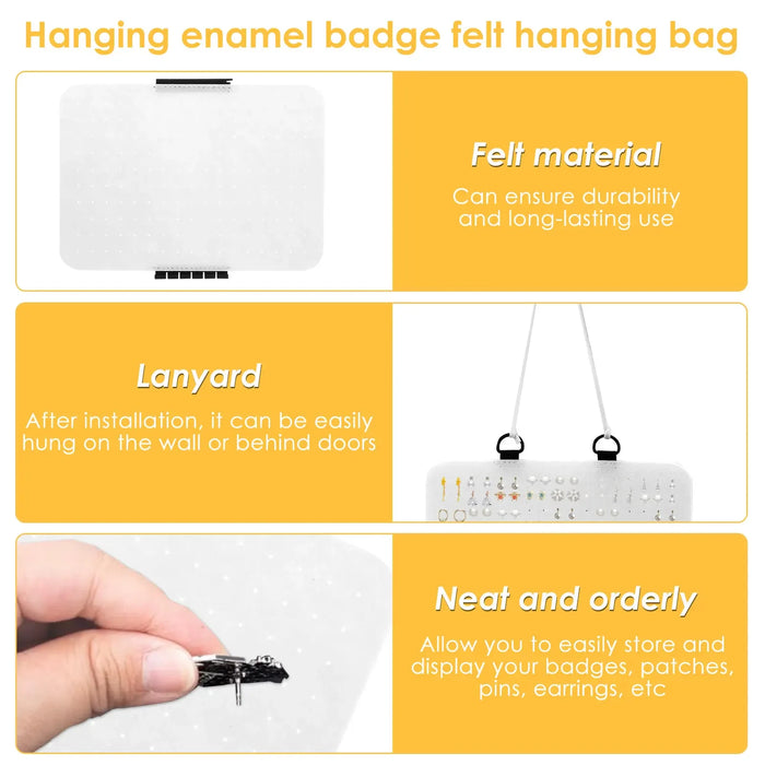 Felt Lapel Pin & Earring Display Panels — Hanging, Detachable Pages