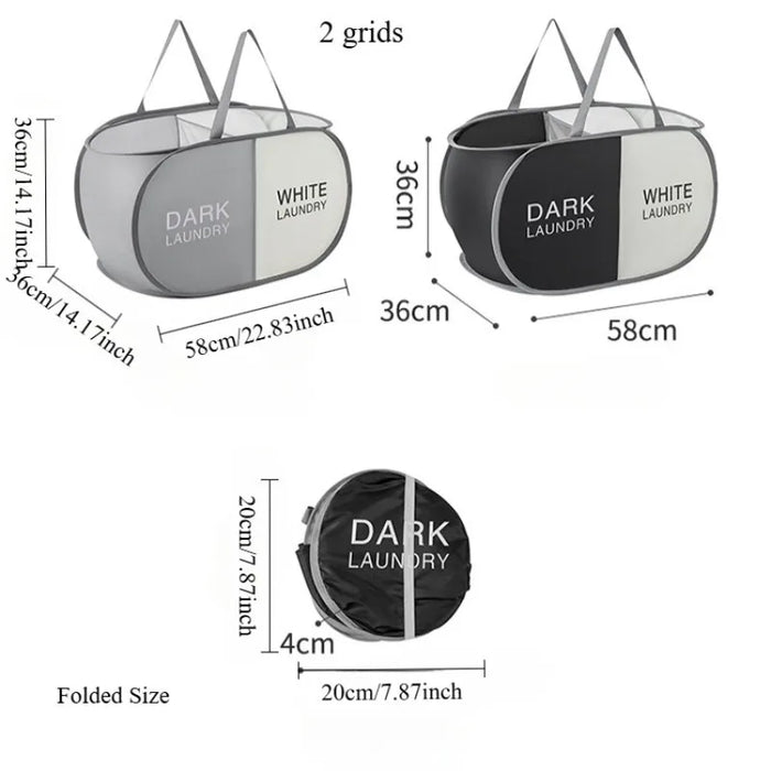 Large Foldable Laundry Hamper with Handles — Fabric Sorting Basket, Collapsible Organiser