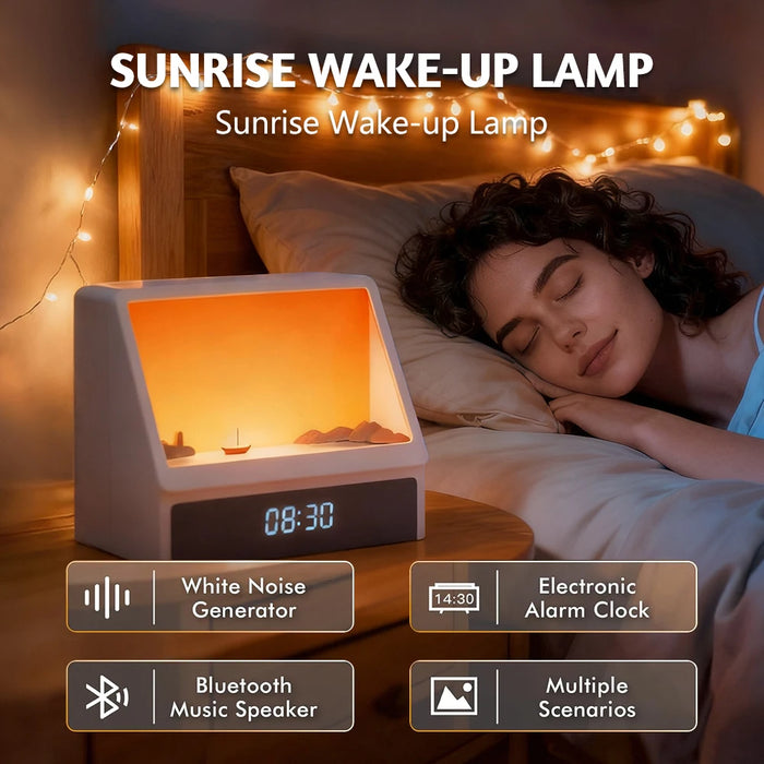 Bluetooth Sunrise Alarm Clock & Wake‑Up Light with White Noise and Dimmable Lamp
