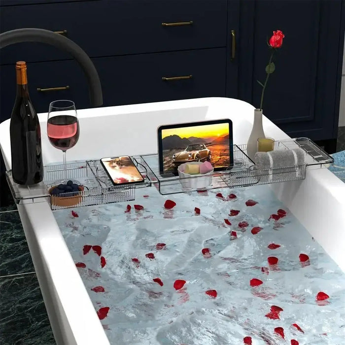 Transparent Expandable Bath Tray – Adjustable Tub Shelf, Anti‑Slip, Easy to Clean
